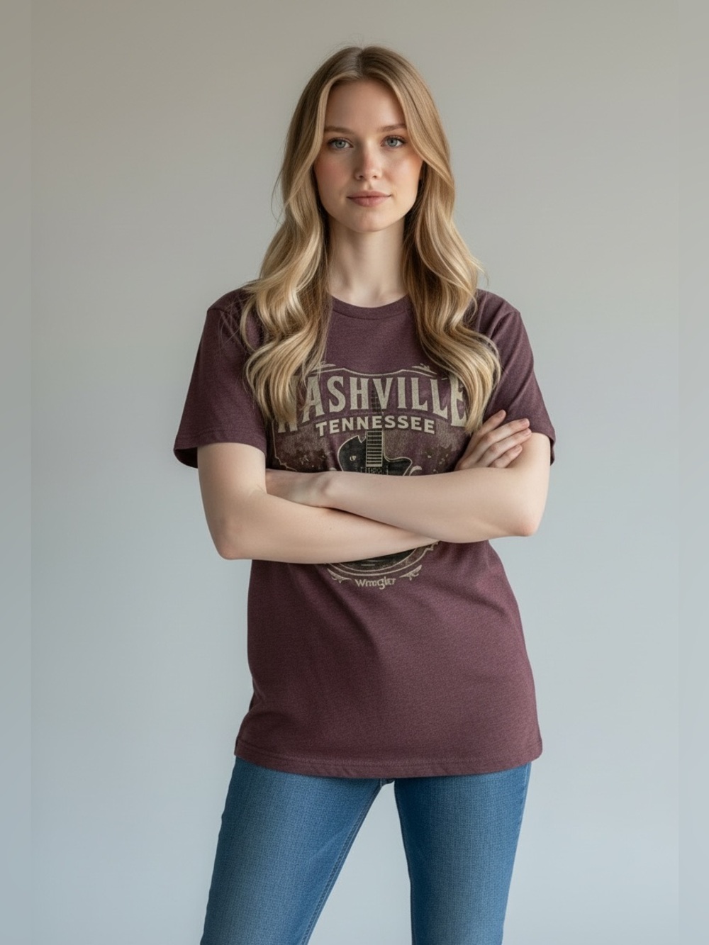 Wrangler Women's Nashville Music City Graphic Tee - Burgundy